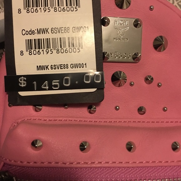 MCM München pink leather studded mini backpack - Picture 3 of 5